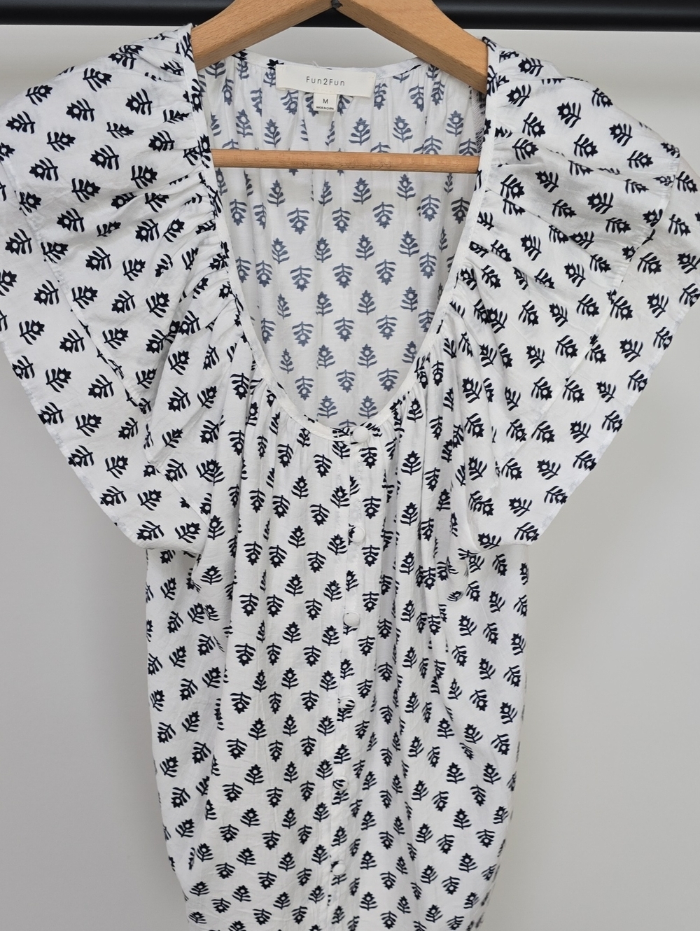 Fun 2 Fun White & Black Printed Women’s Blouse